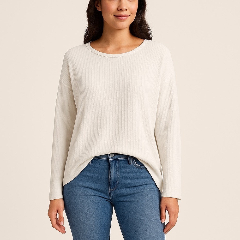 Joseph A. Oversized Ribbed Knit Long Sleeve Shirt Size Large